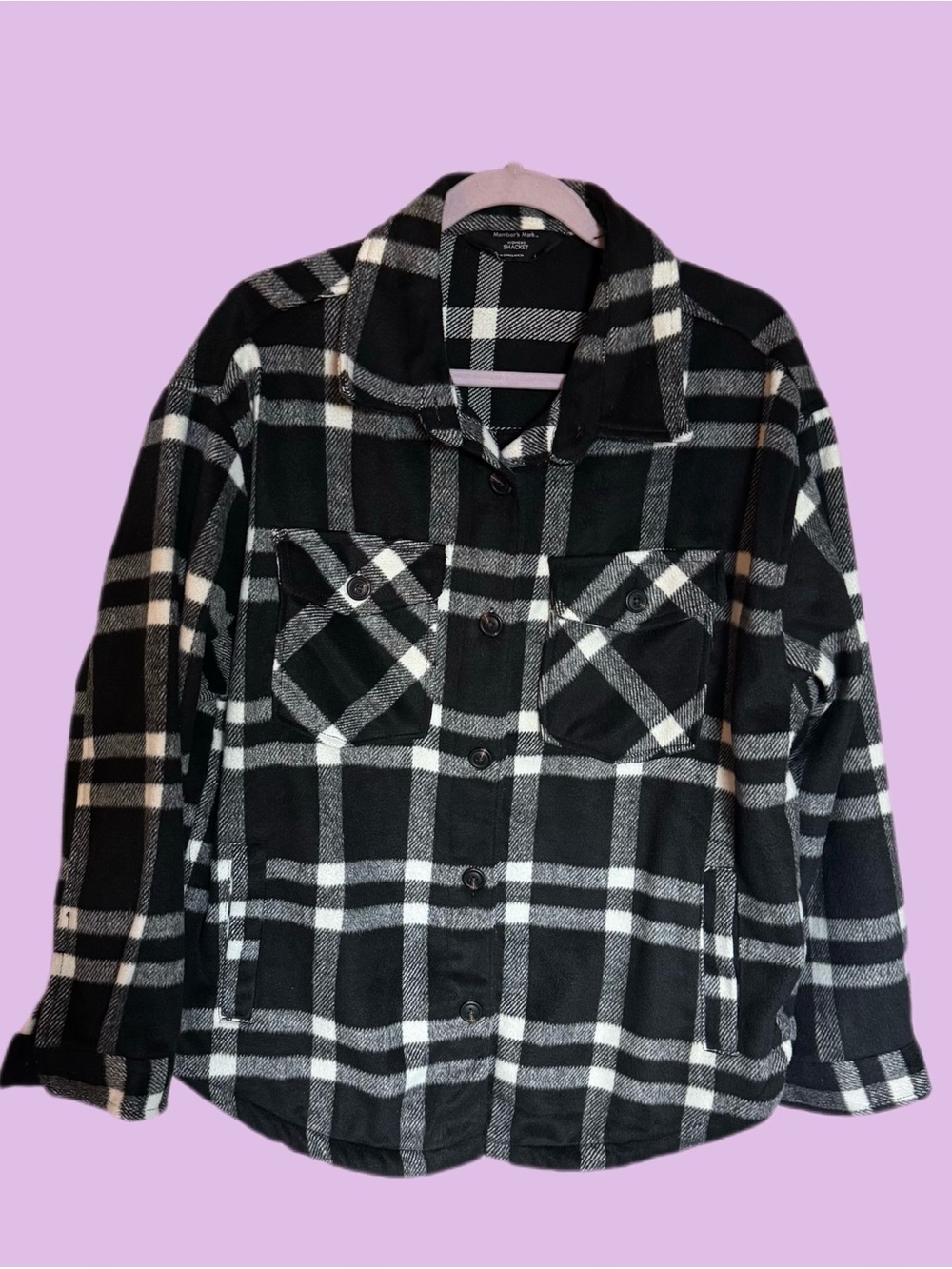 Plaid Black & White Teddy Jacket - Women